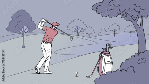 Precision Putting Scene on a Lush Green Under Sunset