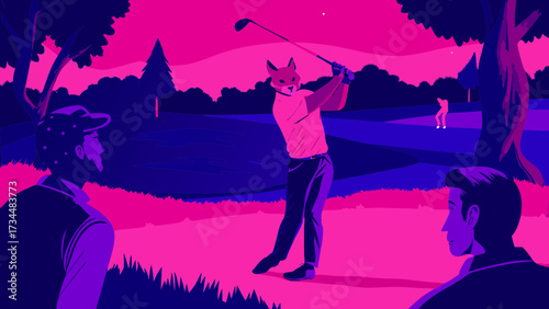 Classic Portrait of a Golfer's Poised Stance Before a Shot