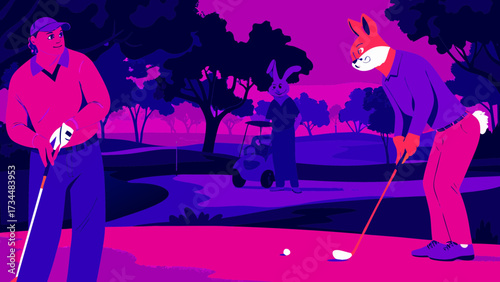 Masterful Bunker Shot Captured in Vibrant Illustration