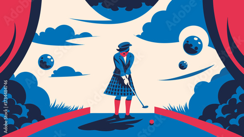 Vibrant Depiction of a Fairway Drive in Full Swing