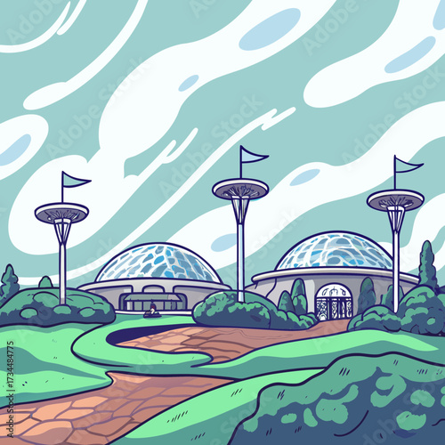 Vibrant Depiction of a Fairway Drive in Full Swing
