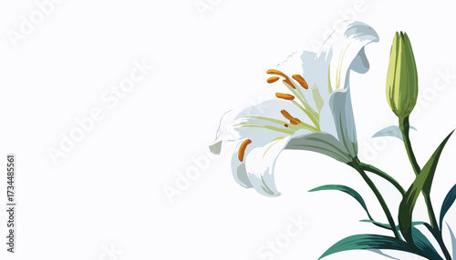 Vector illustration of beautiful lily of the valley flowers in the spring wind