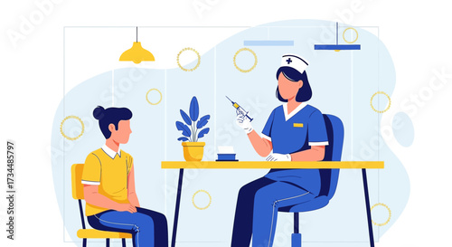 Nurse administering vaccine injection to patient, promoting health and wellness through medical care