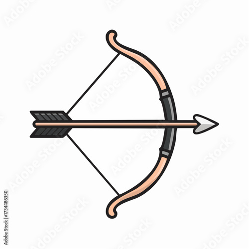 Bow and Arrow Vector Illustration A Simple and Iconic Symbol for Archery and Target Practice with Flag