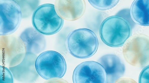Abstract, macro-view depiction of microscopic cells, offering a glimpse into the intricate, colorful structures of biology, a fusion of artistry and science.