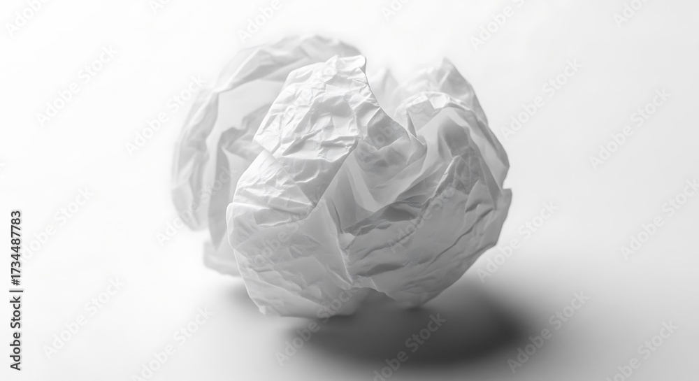 Obraz premium A crumpled white sheet casts a shadow on a bright neutral surface