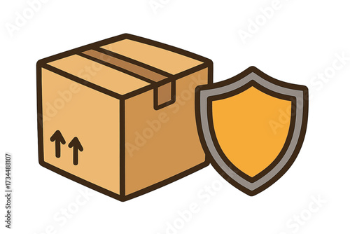 Secure package delivery icon. Shipping insurance and cargo protection concept. Safe parcel handling and logistics pictogram. Vector symbol for warranty, guarantee and safety.