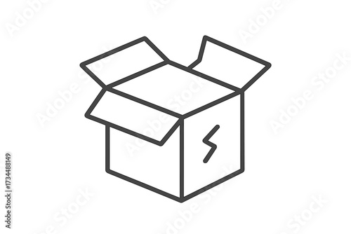 Broken box thin line icon. Damaged package vector. Fragile shipping, delivery error symbol. Logistics problem, return, claim concept. Open cardboard carton illustration.