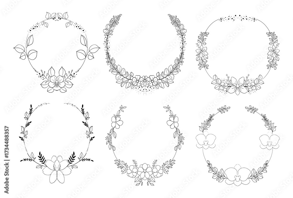 Obraz premium Hand Drawn Rustic Flower Wreath