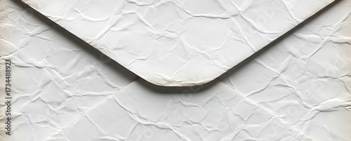Wrinkled white envelope closeup shows texture lines and shadows