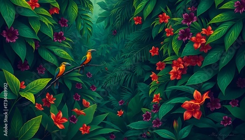 Birdwatching adventure in lush jungle nature photography vibrant environment