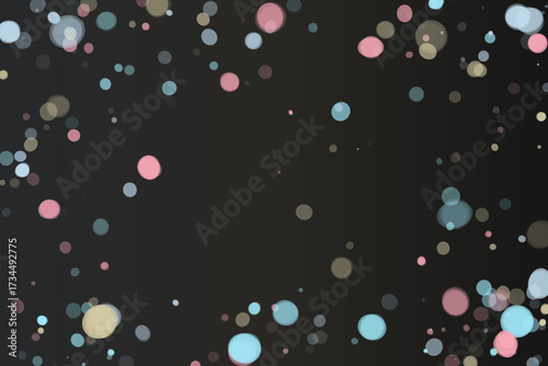 Abstract Colorful Circles Overlaying on Dark Background, Celebration and Party