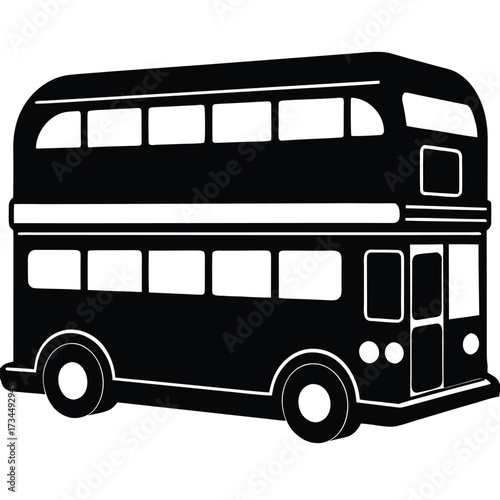 double decker bus vector icon on white background