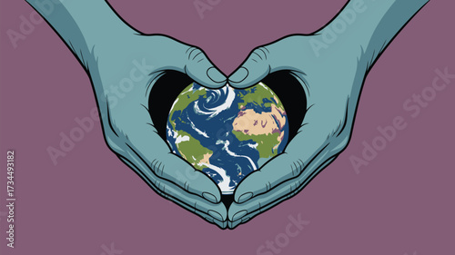 Show your love for the planet with this stunning illustration of hands cradling the Earth, perfect for environmental campaigns and global awareness projects