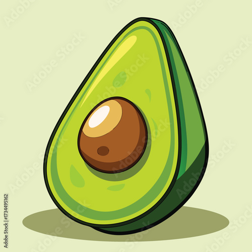 cut avocado on a white background stock illustration