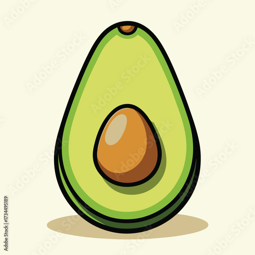 cut avocado on a white background stock illustration