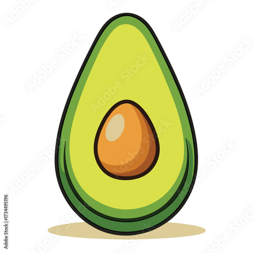cut avocado on a white background stock illustration
