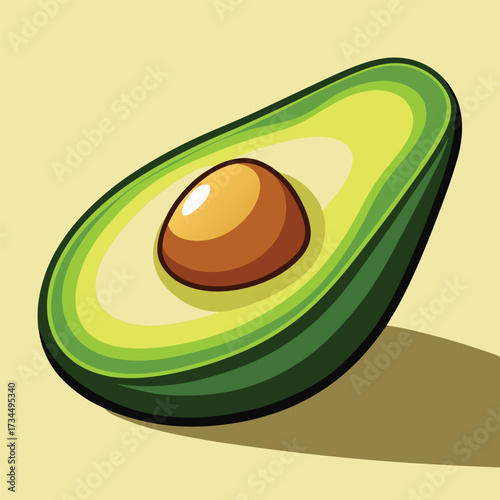 cut avocado on a white background stock illustration