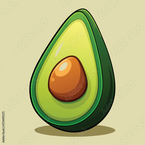cut avocado on a white background stock illustration
