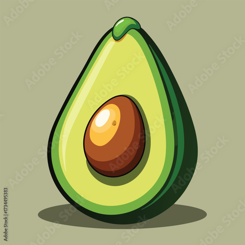 cut avocado on a white background stock illustration