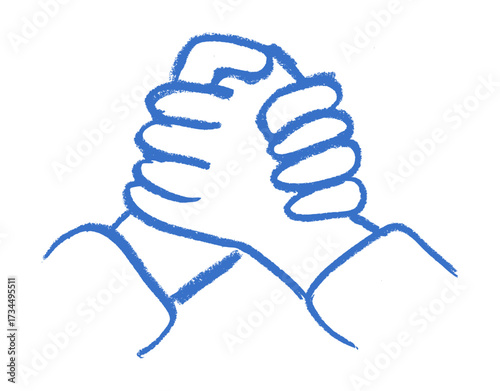 Handshake Hand Grab Friendship Icon Crayon Chalk Drawing Doodle Vector