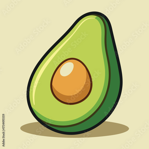 cut avocado on a white background stock illustration