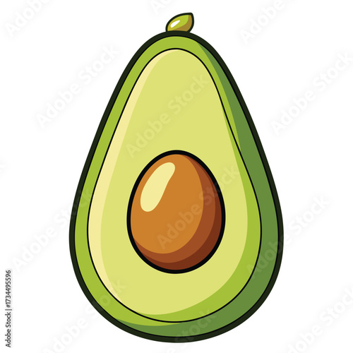 cut avocado on a white background stock illustration