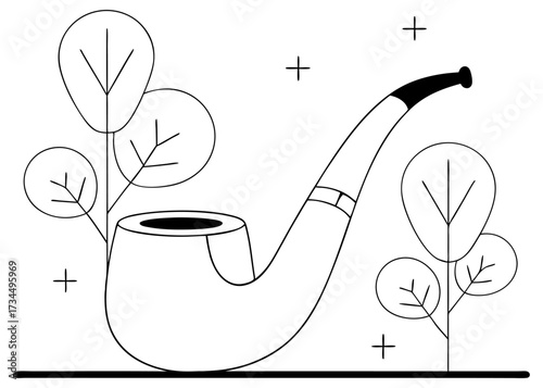 A colorful vector illustration of a watering can with flowers and a hot cup of coffee on a kitchen card design