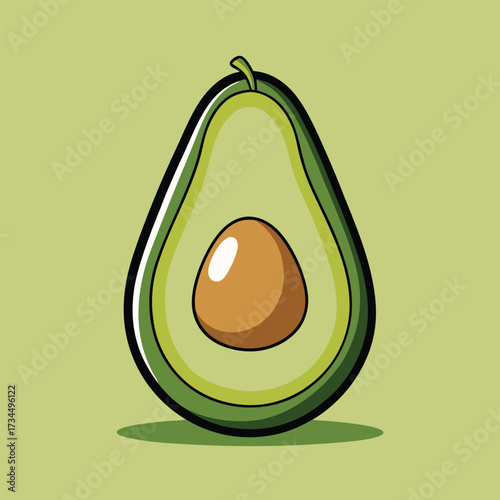 Avocado isolated on white stock Vector illustration