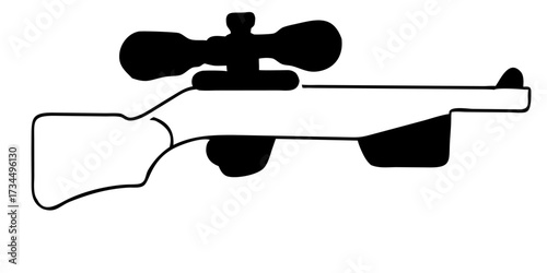 Vector illustration of a man holding a gun with silhouette icon elements