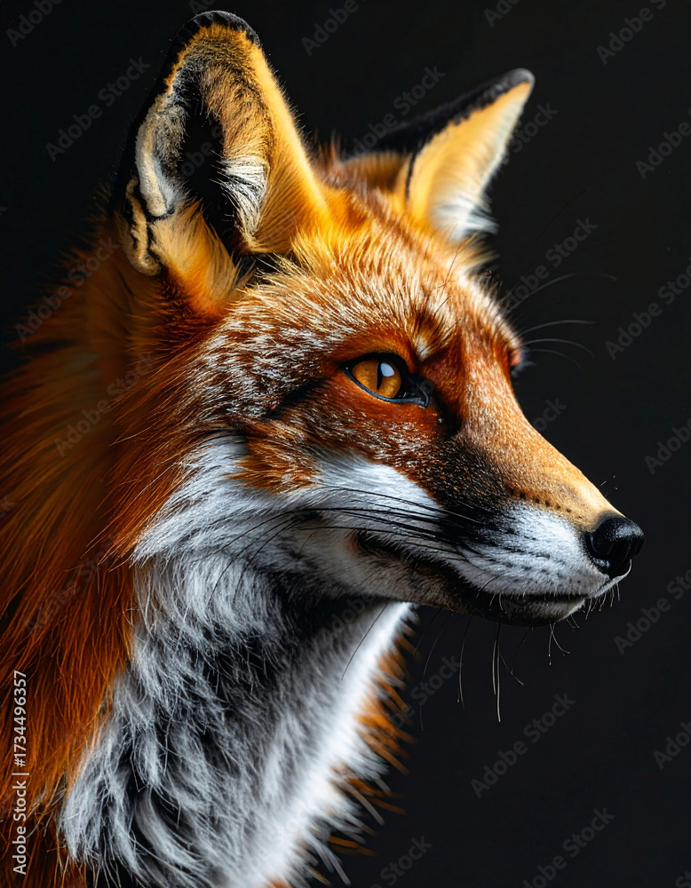 Fototapeta premium Majestic fox portrait with dramatic lighting