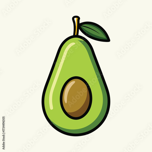 Avocado isolated on white stock Vector illustration