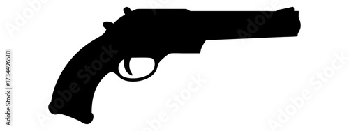 Hand holding black pistol vector illustration