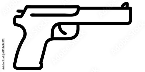 Gun and bullets isolated vector illustration on white background