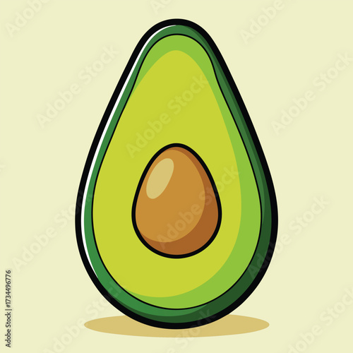 cut avocado on a white background stock illustration