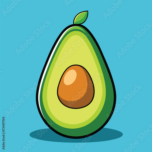 cut avocado on a white background stock illustration