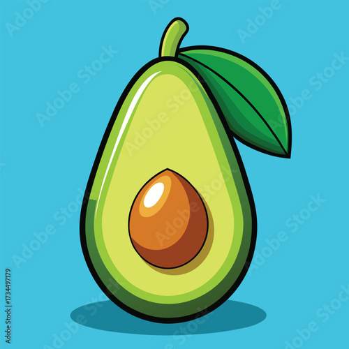 cut avocado on a white background stock illustration
