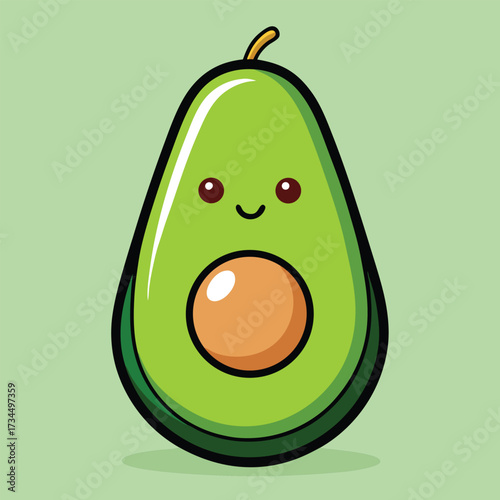 cut avocado on a white background stock illustration