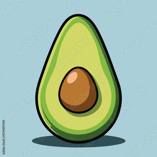cut avocado on a white background stock illustration