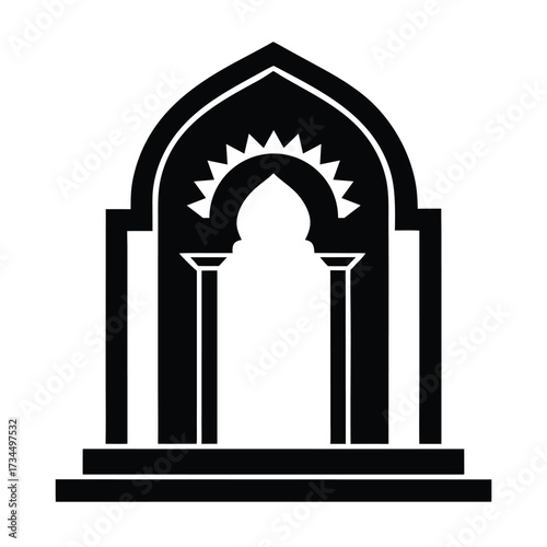 Doorway Silhouette Icon – Minimal Entrance Architecture Vector Symbol on White Background