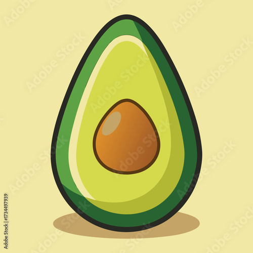 cut avocado on a white background stock illustration