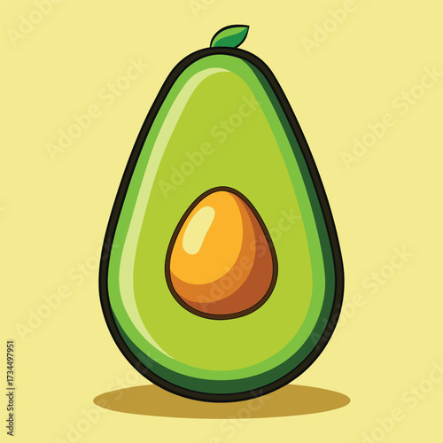 cut avocado on a white background stock illustration
