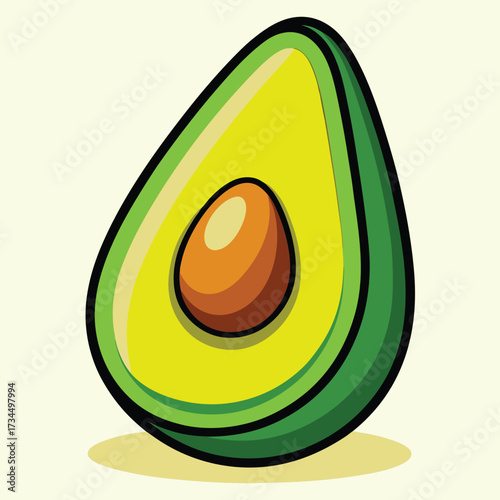 cut avocado on a white background stock illustration