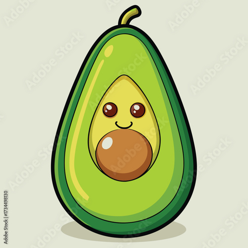 cut avocado on a white background stock illustration