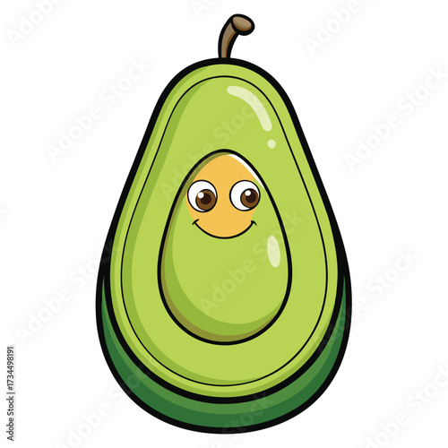 cut avocado on a white background stock illustration