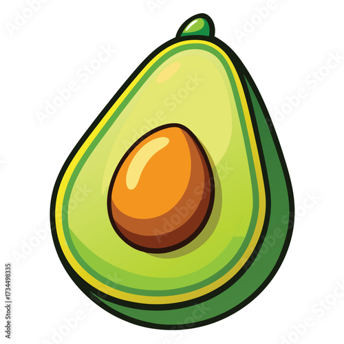 cut avocado on a white background stock illustration