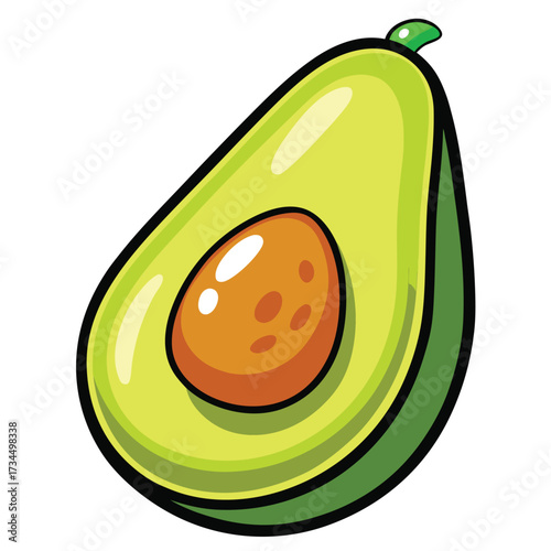 cut avocado on a white background stock illustration