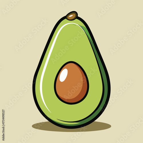 cut avocado on a white background stock illustration