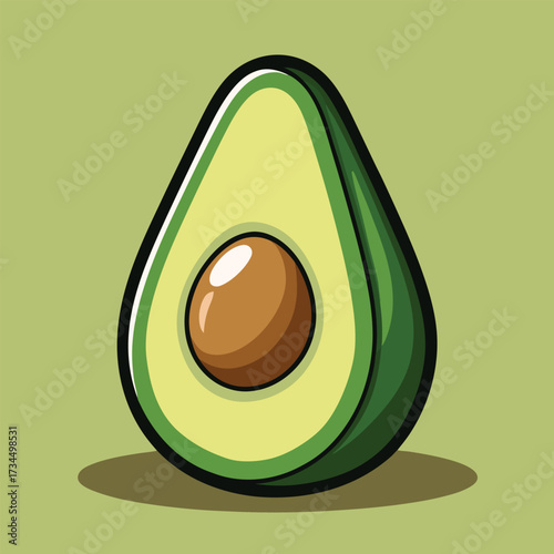 cut avocado on a white background stock illustration