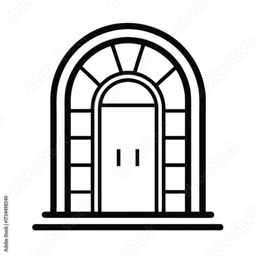 Doorway Outline Icon – Minimal Entrance Architecture Vector Symbol on White Background